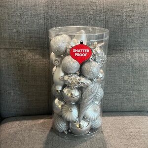 NWT Shatterproof Silver Holiday Ornaments